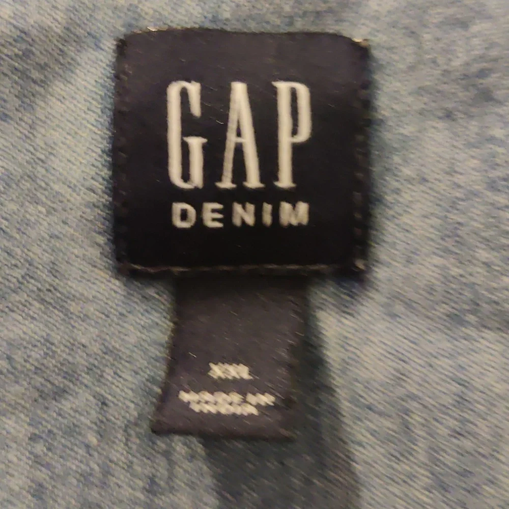 GAP Denim Girls Button-Up Shirt Blue XXL Long Sleeve Patch Chest PocketsEUC